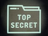 A glowing "top secret" folder icon on a dark background