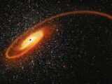 a very bright orange object in the middle of the night sky