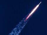 space rocket with flames