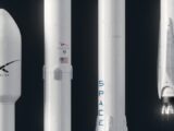 a model of a rocket with a smaller rocket next to it